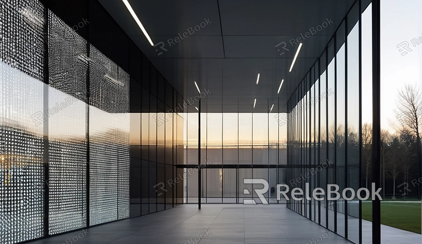 White Glass Curtain Wall Texture in Blender