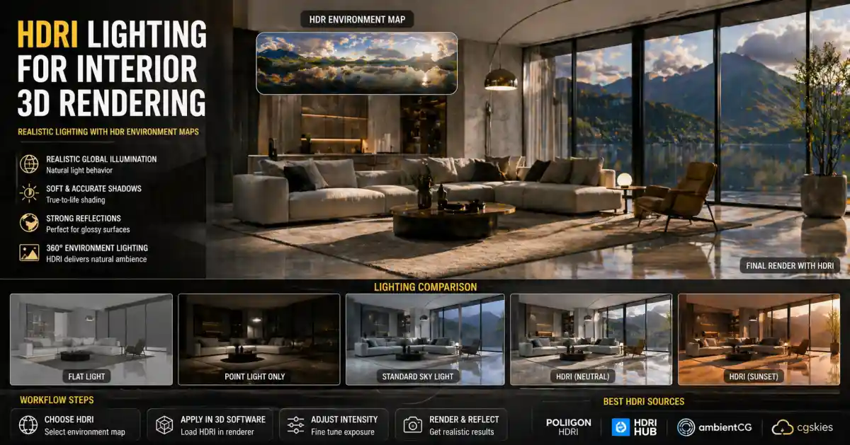 HDRI Lighting for Interior 3D Rendering