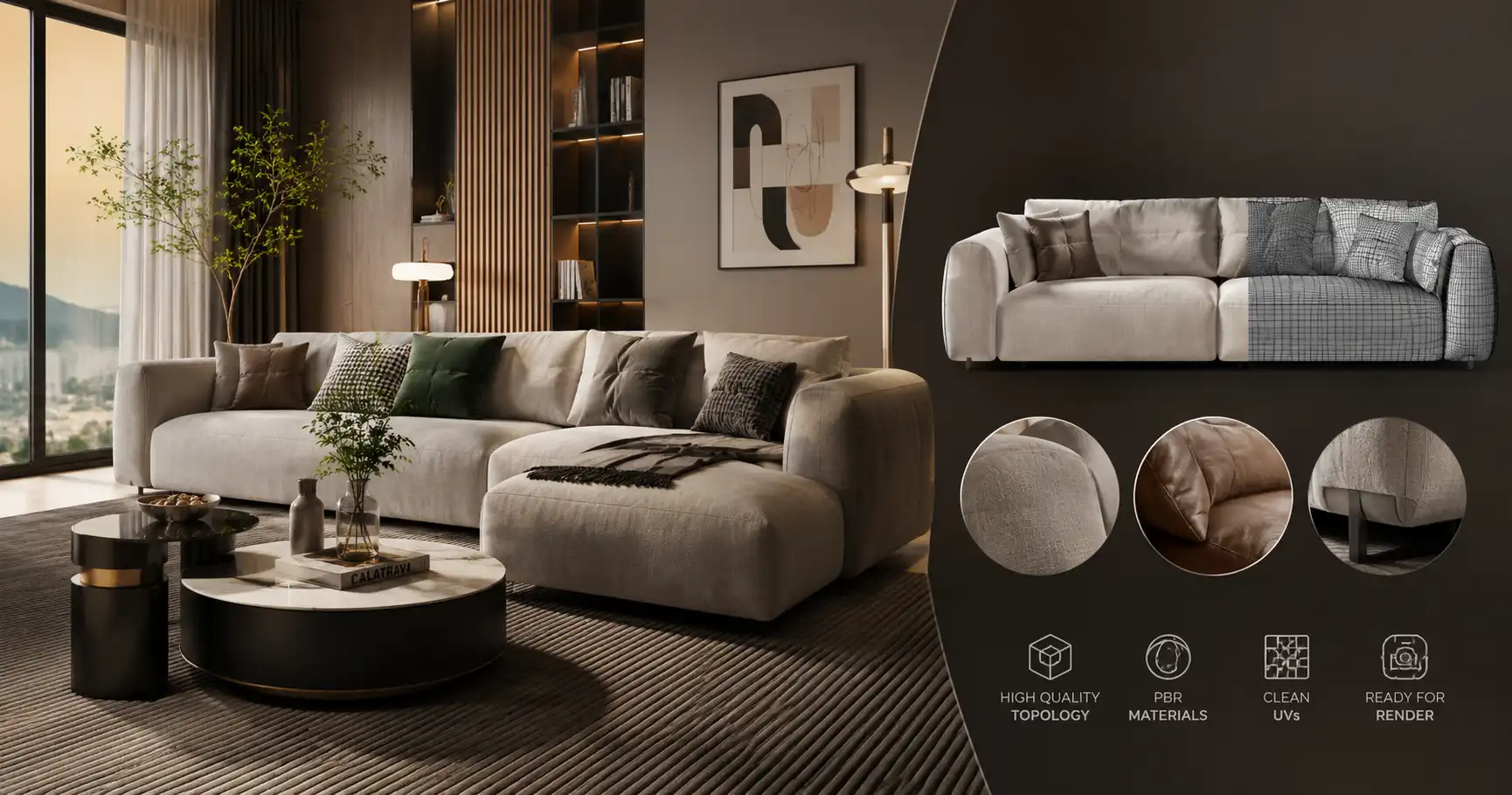 3D Sofa Models for Realistic Living Room Renders