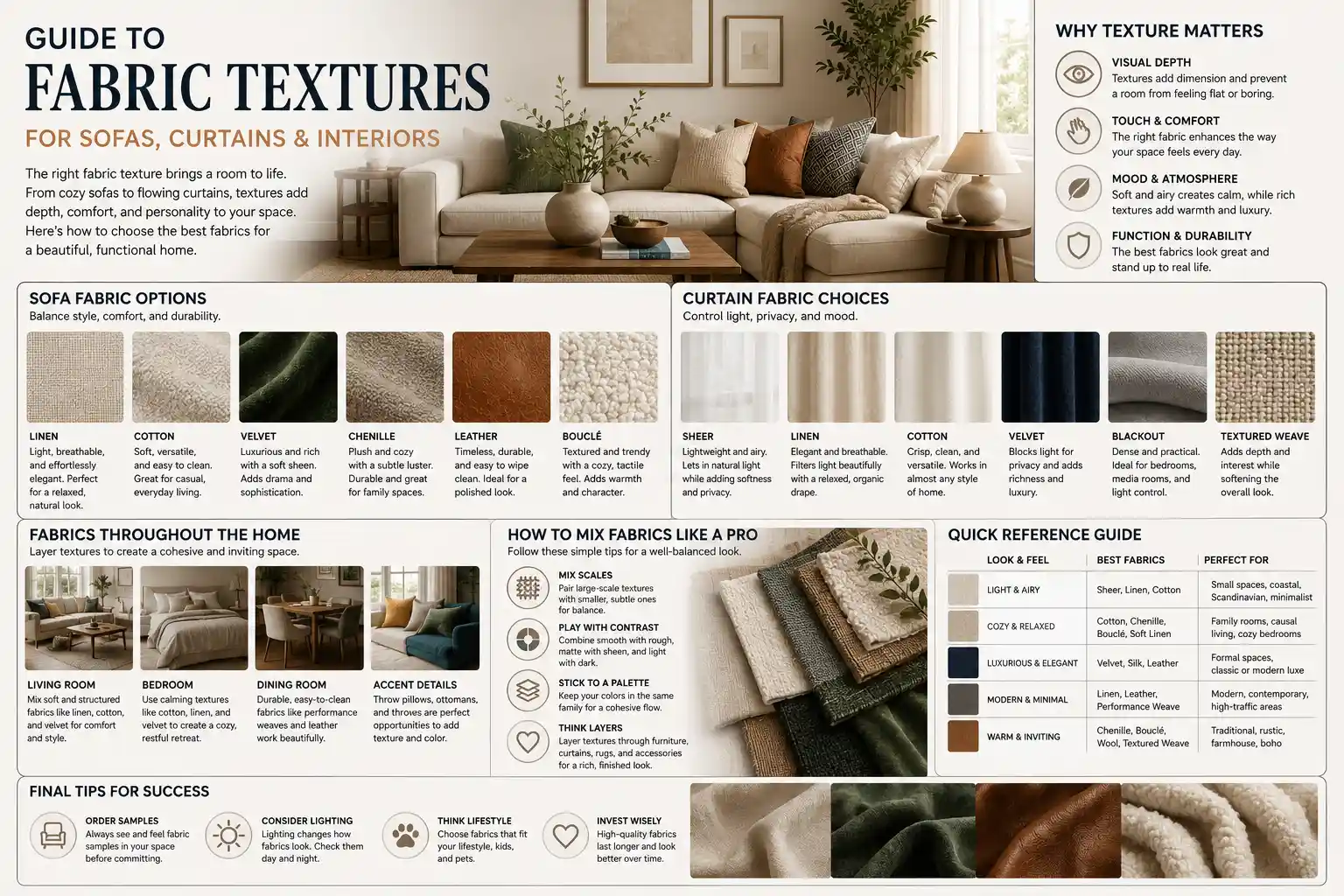 Guide to Fabric Textures for Sofas, Curtains and Interiors