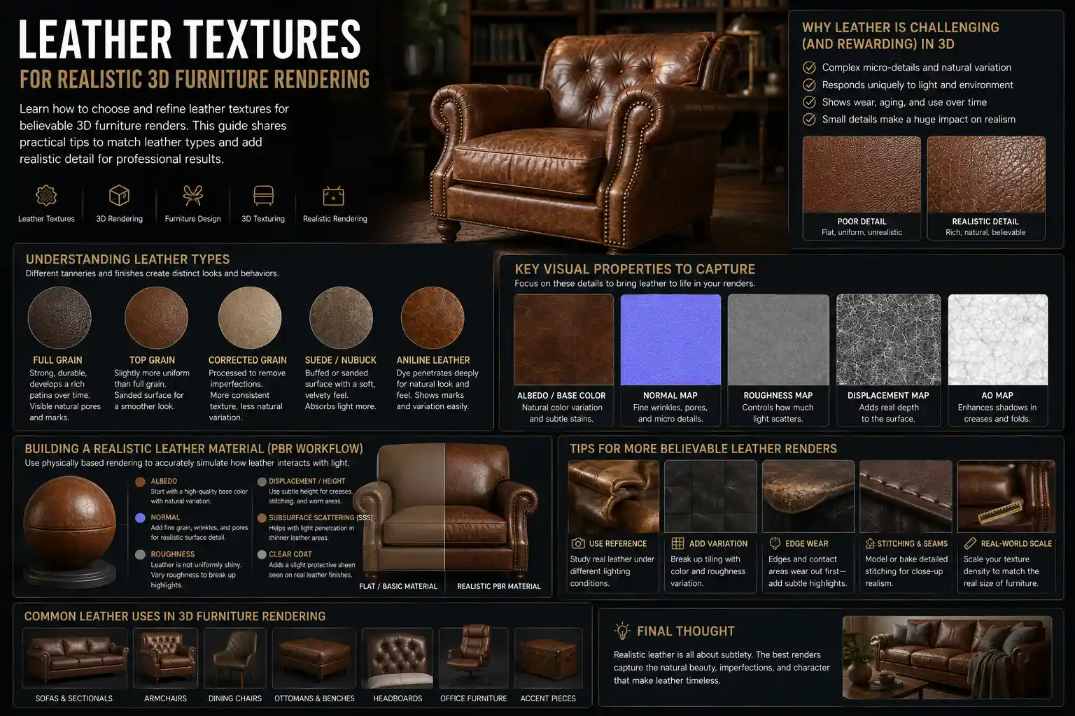 Leather Textures for Realistic 3D Furniture Rendering