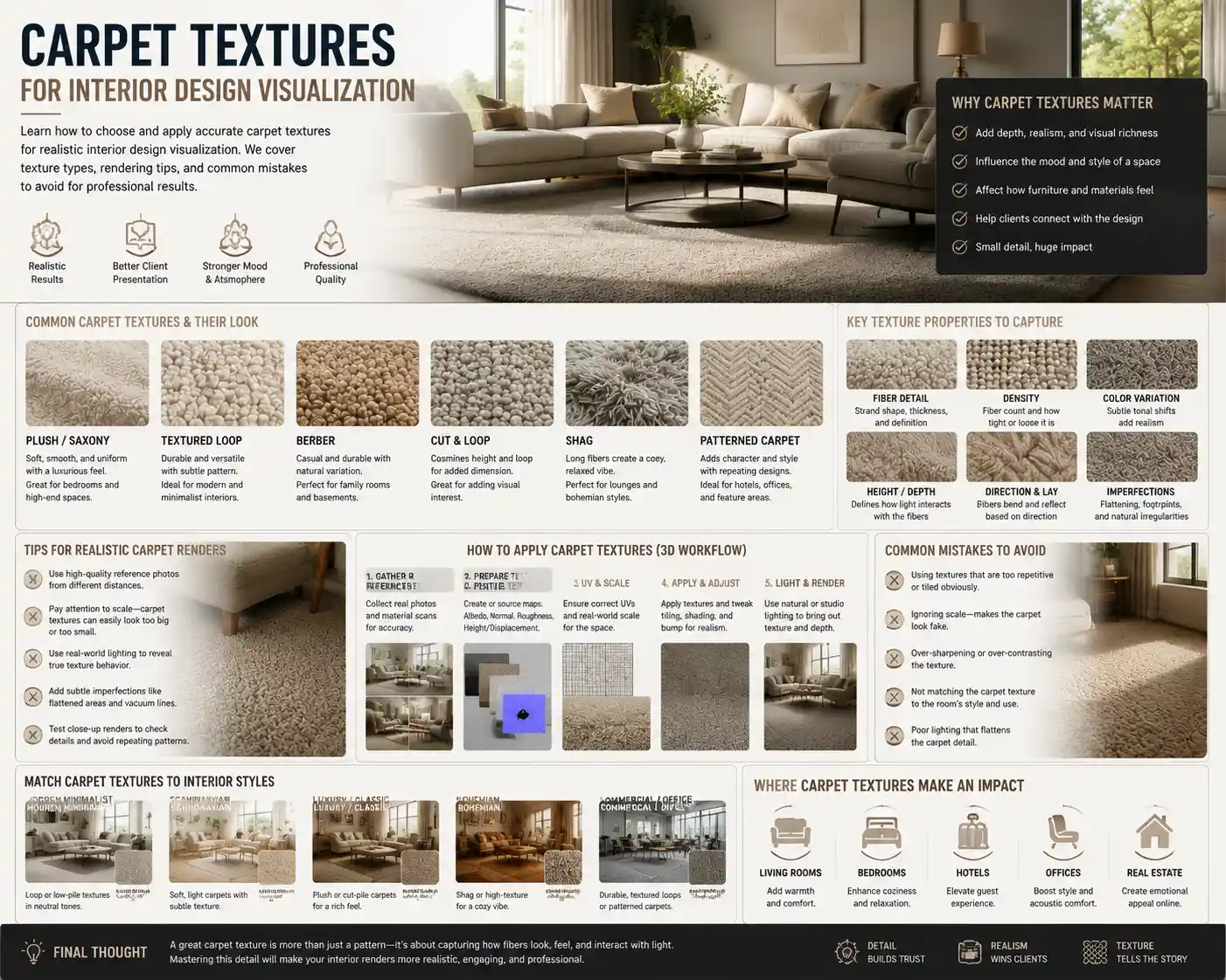 Carpet Textures for Interior Design Visualization
