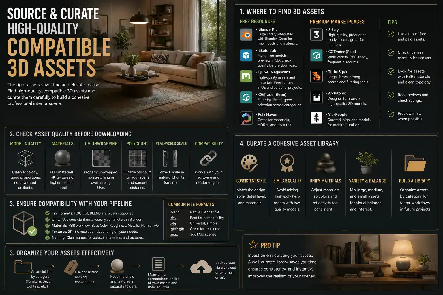 Source and Curate High-Quality Compatible 3D Assets