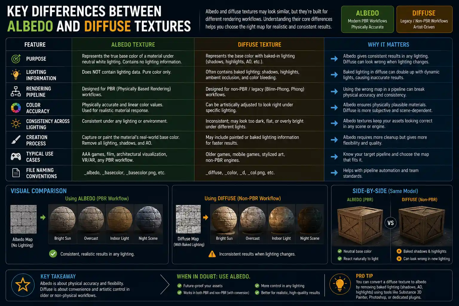 Key Differences Between Albedo and Diffuse Textures