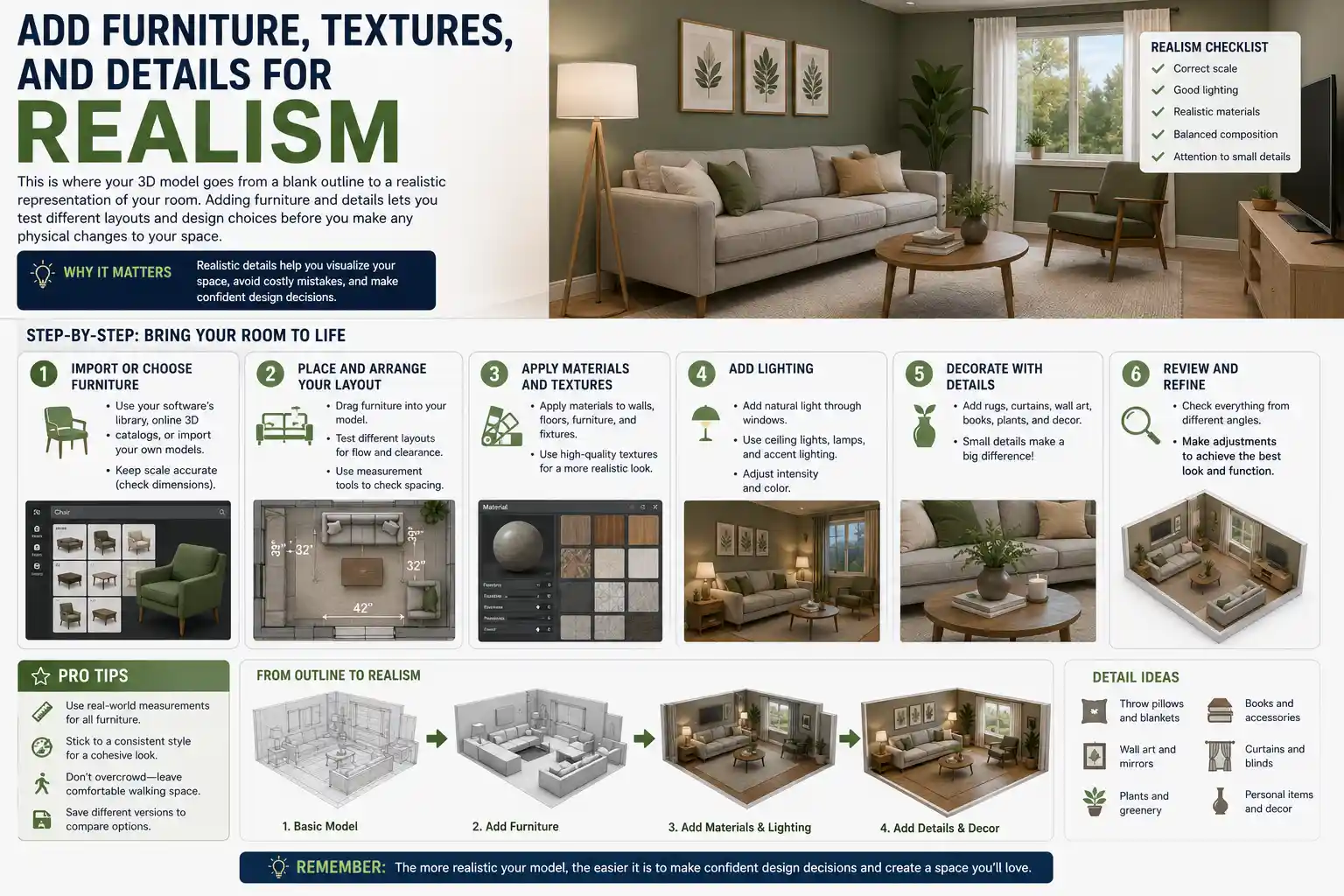 Add Furniture, Textures, and Details for Realism