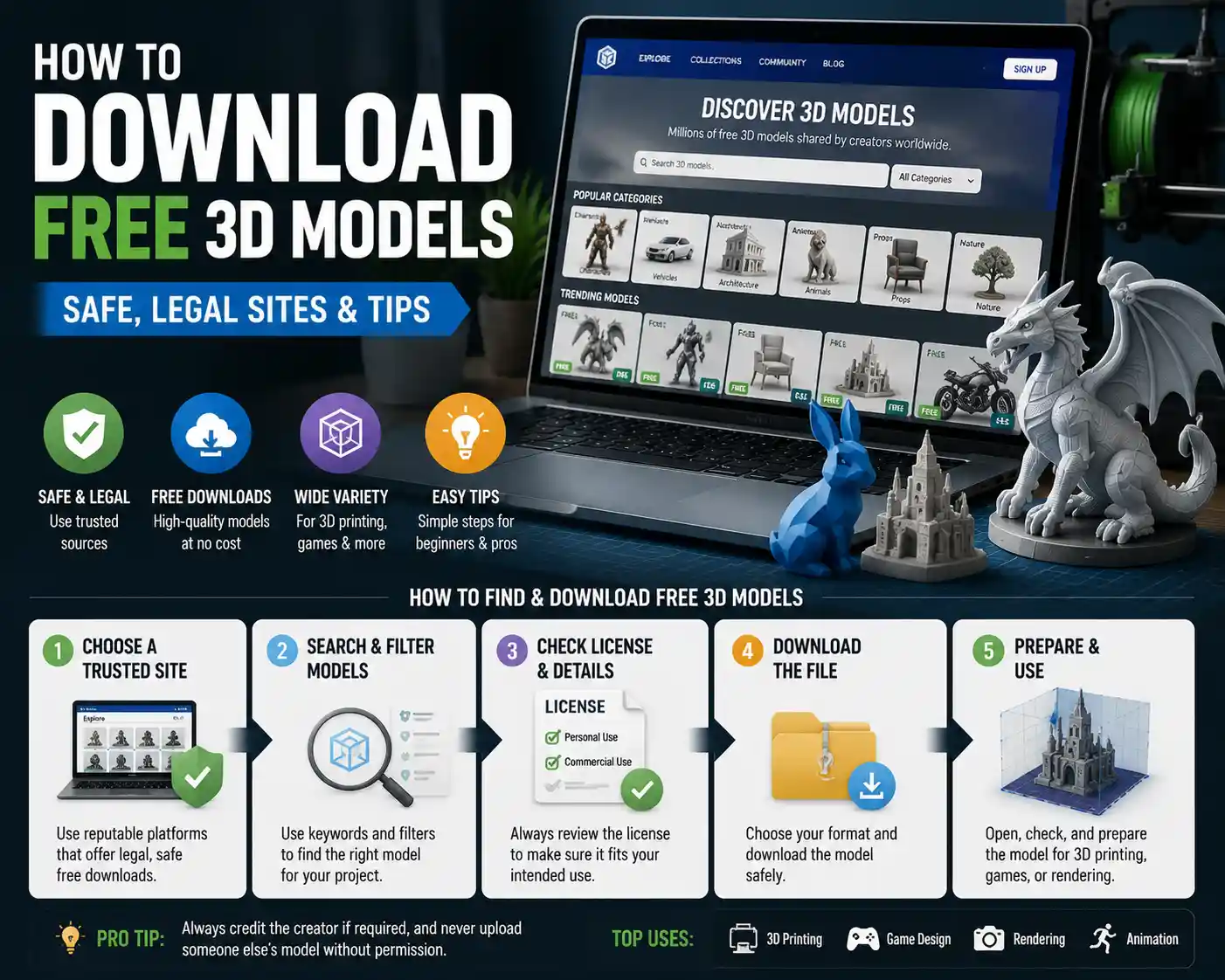 How to Download Free 3D Models: Safe, Legal Sites & Tips