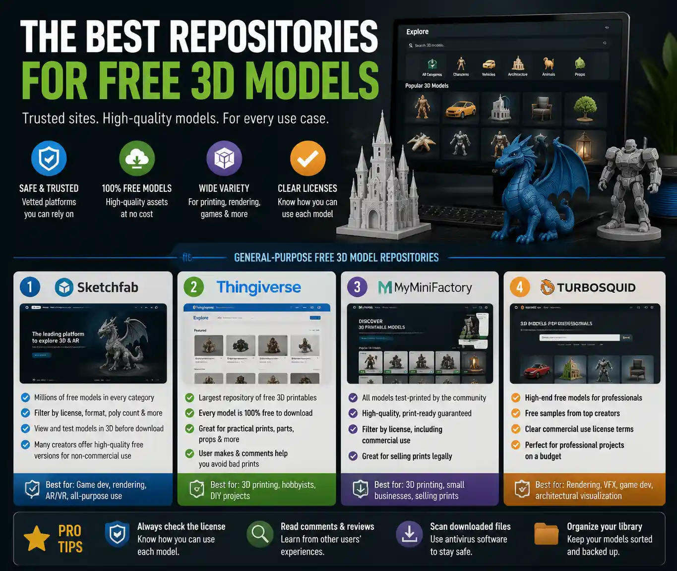 General-Purpose Free 3D Model Repositories