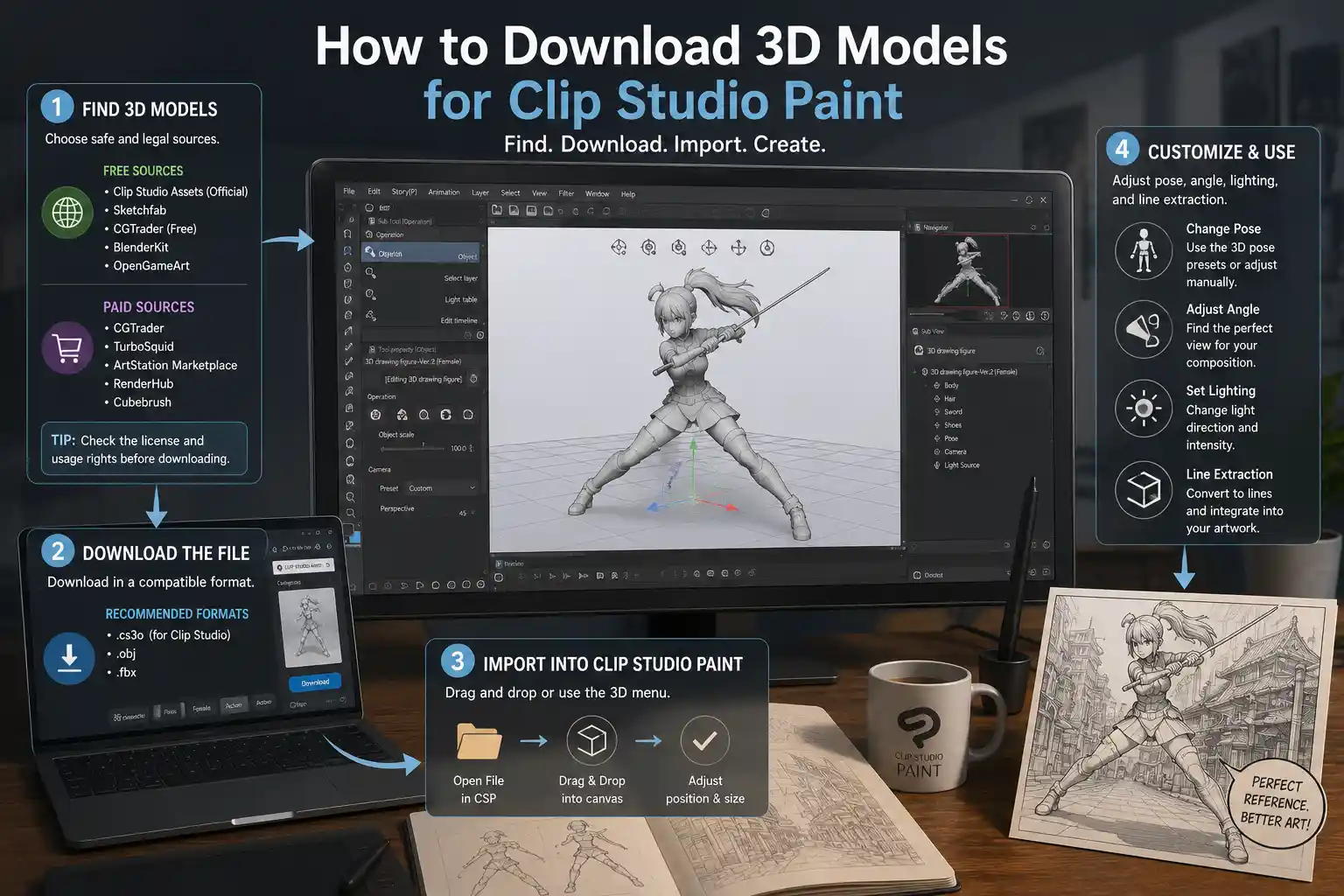 How to Download 3D Models for Clip Studio Paint