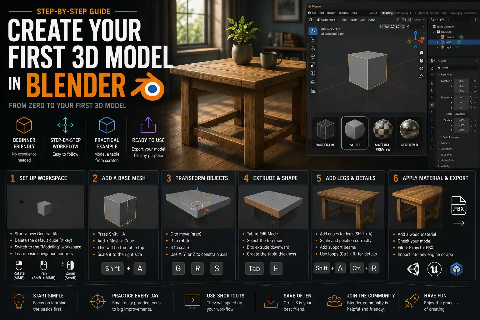 How to Create a 3D Model in Blender: Step-by-Step Beginner Guide