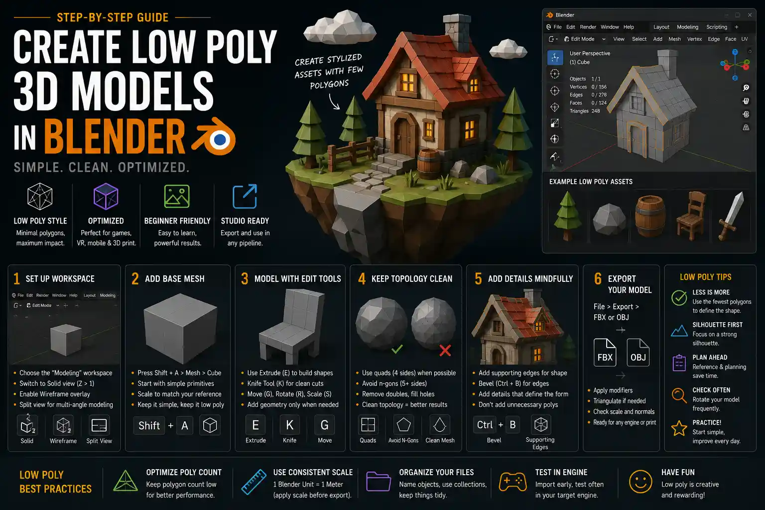 How to Create Low Poly 3D Models in Blender: Step-by-Step Guide