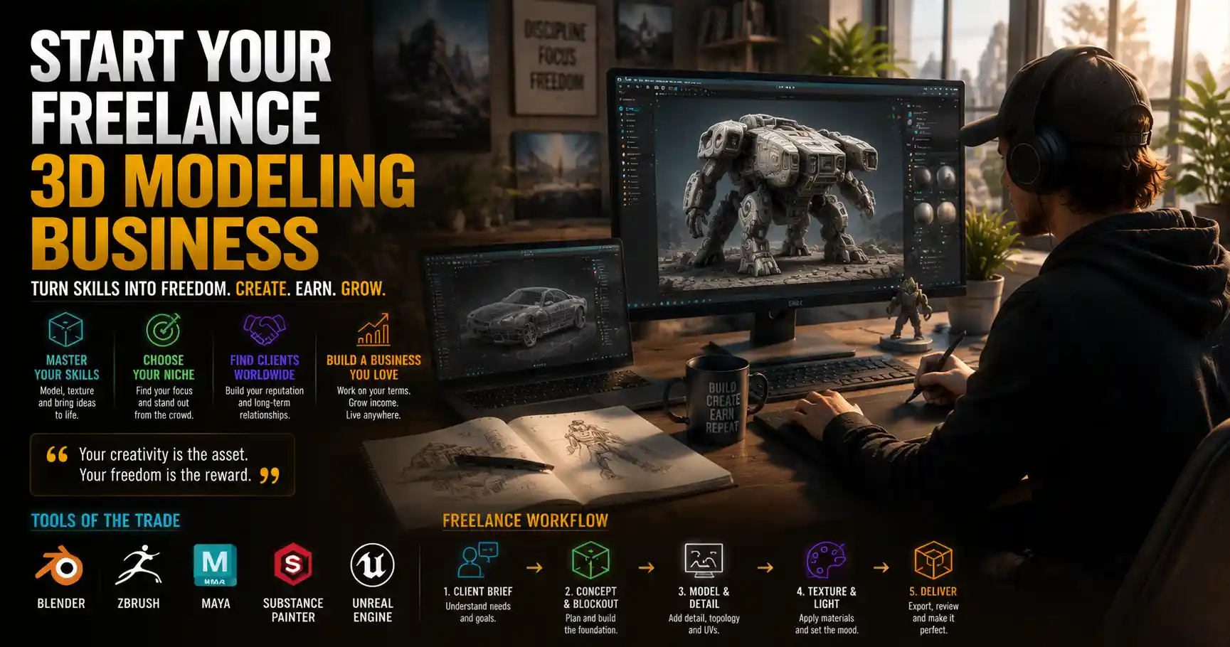 The Beginner’s Guide to Starting a Freelance 3D Modeling Career