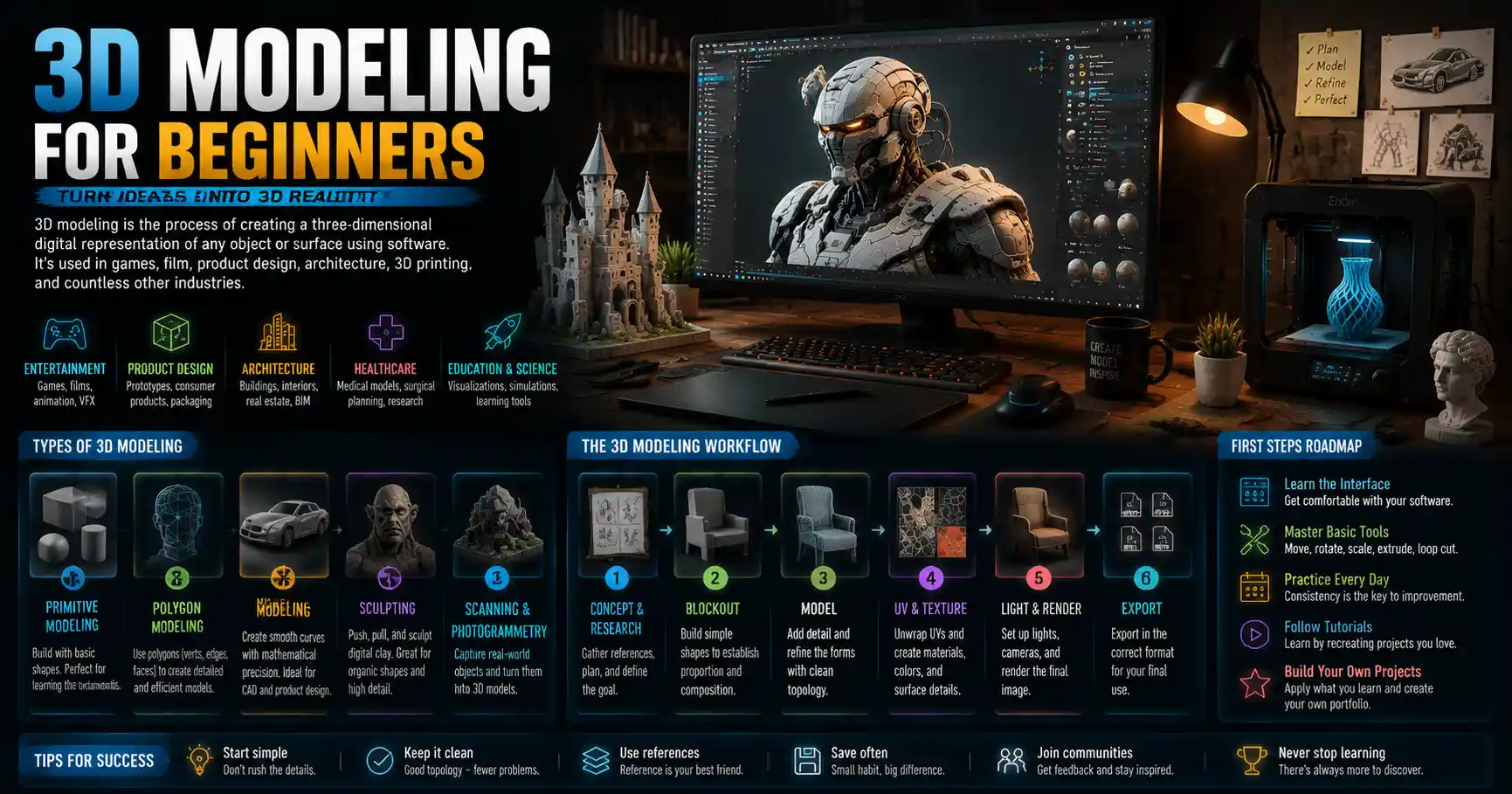 3D Modeling for Beginners: Complete Practical Overview